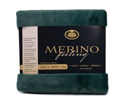 Gözze - Cosy Blanket, Merino Feel, Reversible, Heavy Weight 600 g/m², 150 x 200 cm - Dark Green