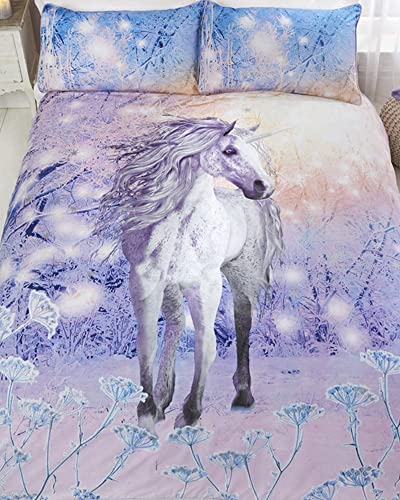 Rapport Magical Unicorn Quilt Duvet Cover Bed Set, Purple, King MAGUNI-KING-MULT