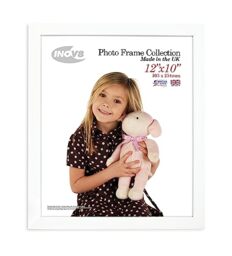 INOV8 British Made Real Wood Picture/Photo Frame 12x10 Inch(30x25cm) - Auckland 20mm Pine White