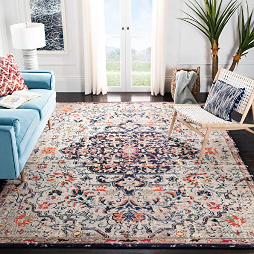 SAFAVIEH Boho Rug for Living Room, Dining Room, Bedroom - Madison Collection, Short Pile, in Beige and Black, 91 X 152 cm