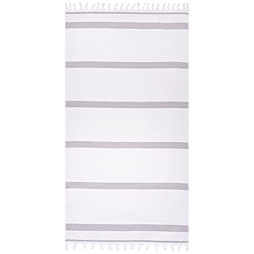 "Superior Fouta Beach Towel, Cotton, Grey, Oversized 35"" x 68"""