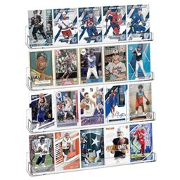 tutata Sports Card Display Shelf for Wall, Hold 16 Graded Cards or 20 Sleeved Trading Cards- 4 PCS Acrylic Shelves for PSA SGC BGS Graded Trading Card