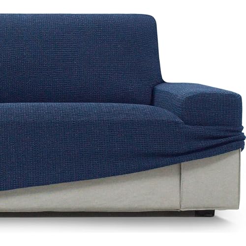 ECOMMERC3 1 Seater Sofa-Cover Super Elastic Soft Touch Made in Spain ??? Navy Blue Sofa Cover Includes Foam Sticks for Adjustment