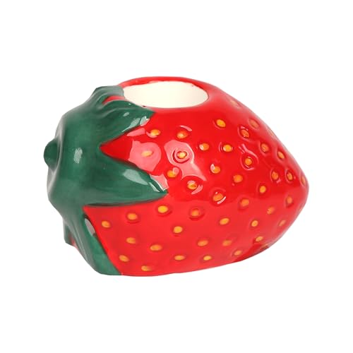 Talking Tables Ceramic Strawberry Candle Holder, Strawberry Candlestick Holder Stand for Indoor Outdoor Table Decor, Wedding Table Decorations Gift Home Summer Dinner Party Centrepiece, 10cm