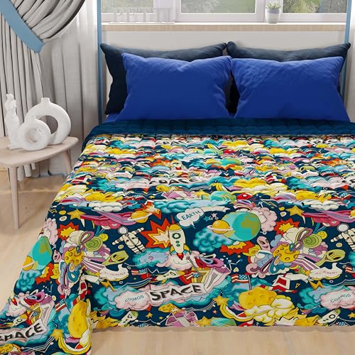 PETTI Artigiani Italiani - Summer Double Bedspread 260 x 270 cm 100 g/m² Double Face, Spring Quilt, Lightweight Quilt, Space, 100% Made in Italy