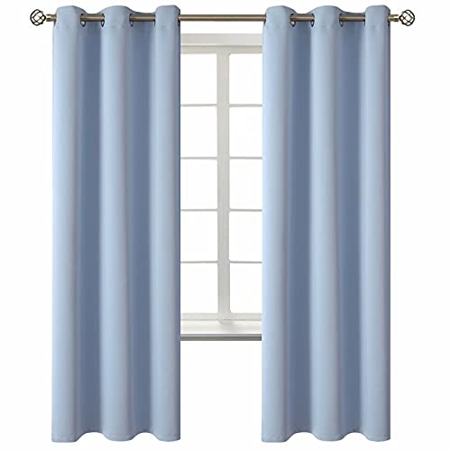 BGment Blackout Curtains for Living Room - Thermal Insulated Curtains for Bedroom, Set of 2 Panels 107 x 182 cm, Spa Blue