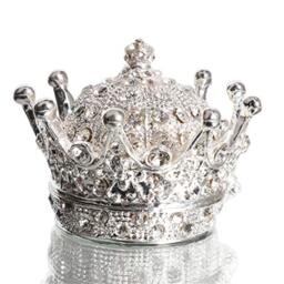 Waltz&F Silver Diamond Crown Ring Holder Jewelry Box Openable Hinged Trinket Box Table Centerpiece Decor Photo props