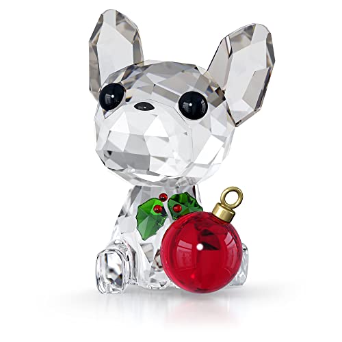 Swarovski French Bulldog Ornament, Coloured Crystals Figurine, From The Holiday Cheers Collection
