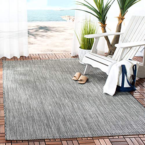 Safavieh Contemporary Rug for Living Room, Dining Room, Bedroom - Courtyard Collection, Short Pile, in Black and Beige, 160 X 231 cm