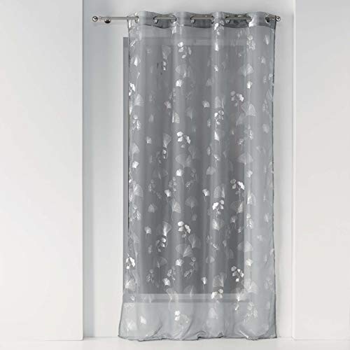 Douceur d'Intérieur Net Curtain, Polyester, White/Silver, 140 x 280 cm