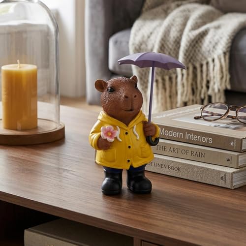Lesser & Pavey Capybara Rainy Days Polyresin Capybaras Happy - figurine featuring a playful decorative design, ideal for adding character to shelves, desks and other interior spaces.