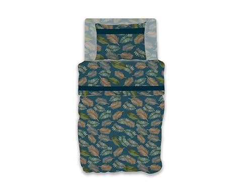GEMITEX Cotton Bed Set, 100% Cotton, Breathable, Free of Harmful Substances, Certified Quality Standard 100 by OEKO-TEX Confidence in Textile, Single, G22/Blue, Designed in Italy