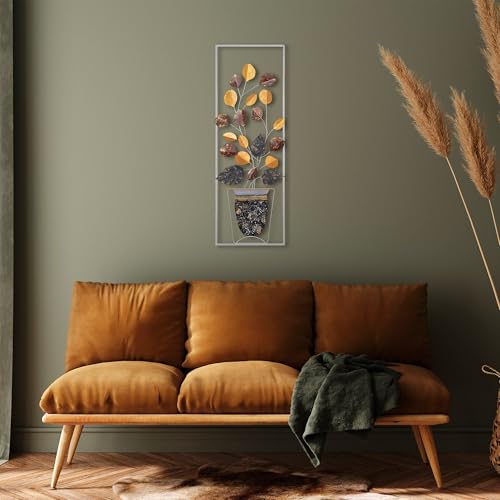 Hand-Painted Decorative Metal Wall Accessory, 32 x 90 cm, 100% Metal (1.5 mm), Unique Design, Perfect for Home Decor, Easy Wall Hanging, 1.404 kg