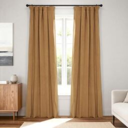 HPD Half Price Drapes Signature Velvet Blackout Curtains For Bedroom 50 x 96 (1 Panel), VPCH-140805-96, Amber Gold