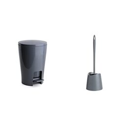 TATAY Diabolo - Bathroom bucket with 4.2 l capacity, grey color + Toilet Brush WC-Standard, Polypropylene, Anthracite Grey, One Size