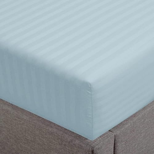 Feather & Stitch New York 1 Piece Fitted Sheet King Size, 100% Cotton 18 inch Extra Deep Pocket, 500 Thread Count Premium Ultra Soft Sateen Weave, Elastic Fit Mattress Stretchable - Aqua