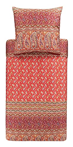 Bassetti Imperia R1 9325199 Bed Linen Set Cotton Mako Satin Red 2-Piece with Zip 240 cm x 220 cm 80 cm x 80 cm
