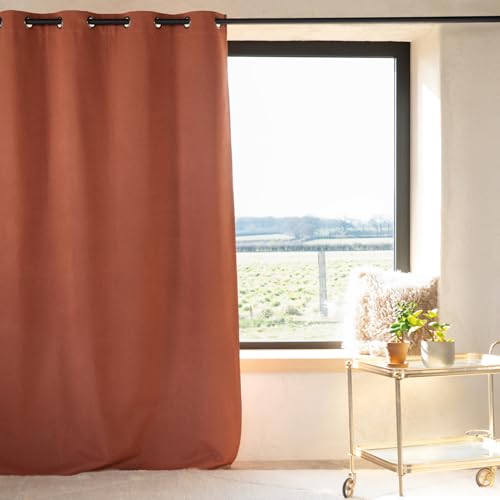 Phonic Thermal Blackout Curtain - 135 x 260 cm - Terracotta - 8 Round Eyelets with Reinforcement Strip - Ready to Hang