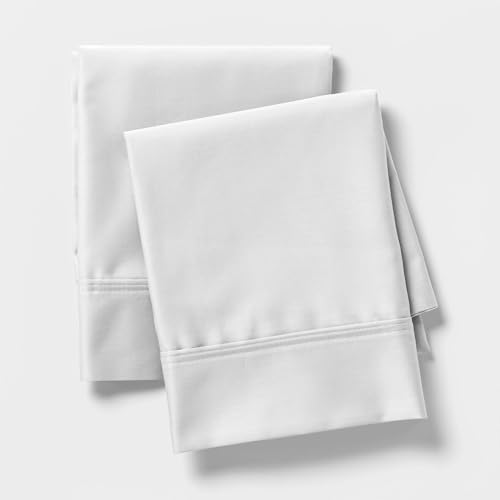 Linen Closet Luxury Cotton 600 Thread Count Performance Cotton Standard Pillowcases, Set of 2, White
