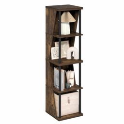Furinno FLEXI Storage Shelf, 4-Cube Corner Shelf, Book Shelf, DIY Stackable & Separable Display Bookcase, for Organization and Storage, for Living Room, Home Office, Amber Pine