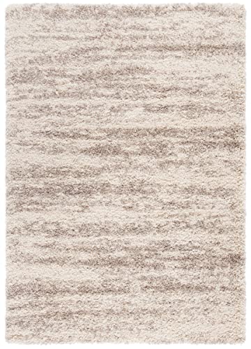 Safavieh Shag Rug for Living Room, Dining Room, Bedroom - Hudson Shag Collection, High Pile, in Ivory and Beige, 80 x 180 cm