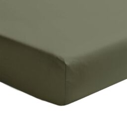 ESSIX - Plain Fitted Sheet in Cotton Percale 40 cm, Front, 180 x 200 cm, Jungle Green