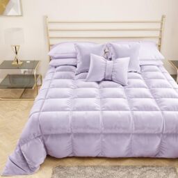 PETTI Artigiani Italiani - Soft and Warm Velvet Quilt, 350 g/m², Double Sided Duvet, 220 x 260 cm, Lilac, 100% Made in Italy