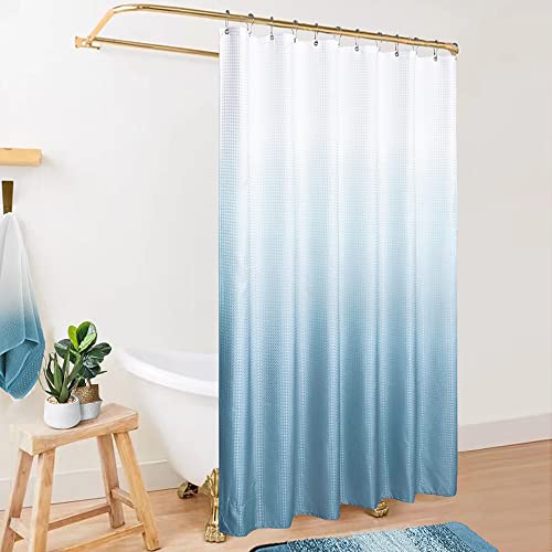 Mrs.Naturall Light Blue Shower Curtain,Soothing Grey Grey Smoke Blue Pastel Bath Curtains for Bathroom,No Need Liner with Hooks Set,72 Inch Long