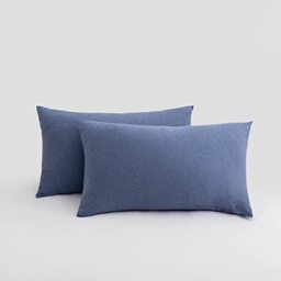 2-Pack Stretch Pillow Cases - Jersey Knit & Envelope Closure Pillowcases with Ultra Soft T-Shirt Like Polyester Blend - Suitable for Queen or Standard Size Set of 2, Heather Blue