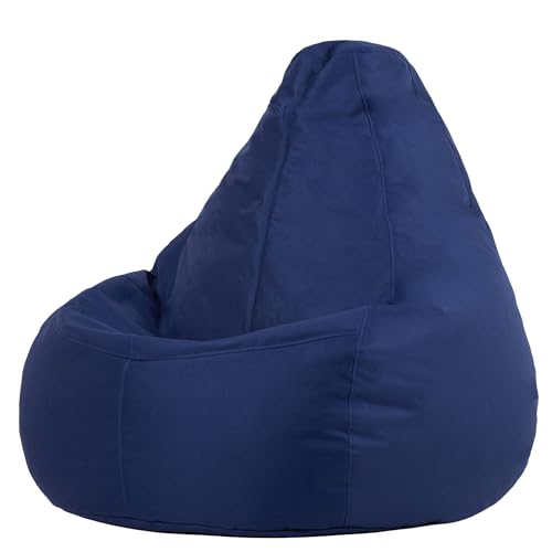 Bean Bag Bazaar Dalton Outdoor Bean Bag Chair, Navy, Garden Chair, Water Resistant Fabric, Gaming Beanbag with Filling Included, Garden Seat, Outdoor Seating