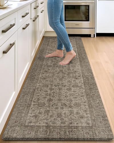 DEXI Kitchen Floor Mats Cushioned Anti Fatigue Runner Rug, 23x86 Mottled Brown