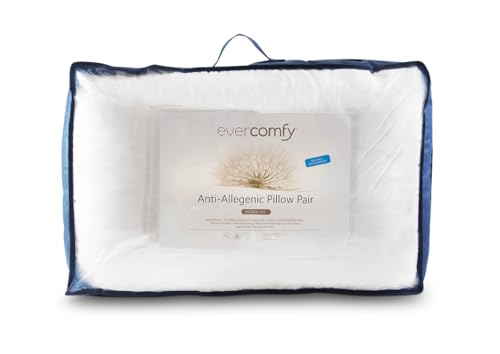 EverComfy Anti Allergy Pair of Pillows, Polyester, Double