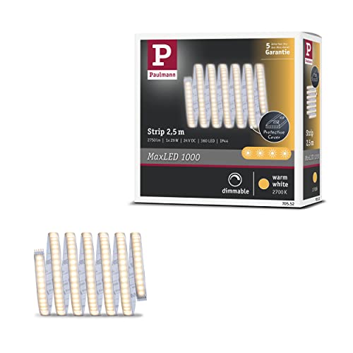 Paulmann 70552 LED Strips MaxLED 1000 warm white 2.5m 29W 2750lm 2700K IP44 dimmable lighting strip silver plastic
