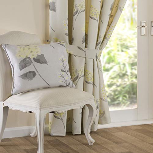 Sundour Firenze Pencil Pleat Curtains, Polycotton, Ochre Flowers, 90 x 54 Inches
