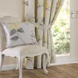 Sundour Firenze Pencil Pleat Curtains, Polycotton, Ochre Flowers, 90 x 54 Inches
