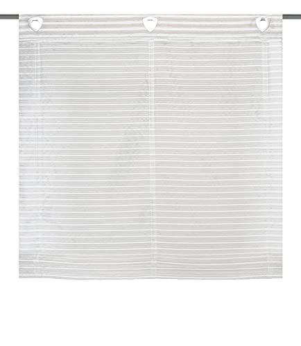 Home Fashion JÖRG 091988-2407 Roman Blind Transparent Semi-Organza with Horizontal Stripes Size 130 x 95 cm Taupe