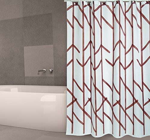 "MSV Cotexsa by Premium Anti-Mould Textile Shower Curtain - Anti-Bacterial, Washable, 100% Waterproof, with 12 Shower Curtain Rings - Polyester, ""Tree"" White, Grey 180 x 200 cm - Made in Spain"