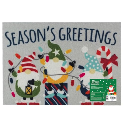 JVL Festive Machine Washable Entrance Doormat, 40x57cm, Christmas Gonks