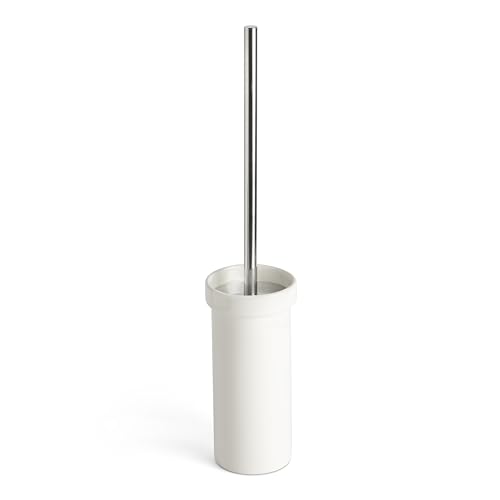 TATAY Toilet Brush - High-Strength Polyresin - Decorative and Elegant Design - Functional Toilet Brushes - 8 x 8 x 40.5 cm - Slim Collection - White