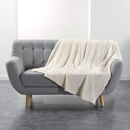 Douceur d'Intérieur FLANOU Blanket, Polyester, Natural, 180 x 220 cm