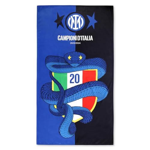 Inter Scudetto Beach Towel, Championi D'Italia 23/24, Second Star, 20th Scudetto, Biscione, Towel, Official Product, 86 x 155 cm
