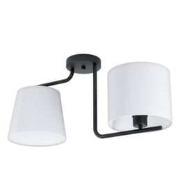 EGLO ceiling light Marojales 1, Ceiling Lamp, Black Steel, White Fabric
