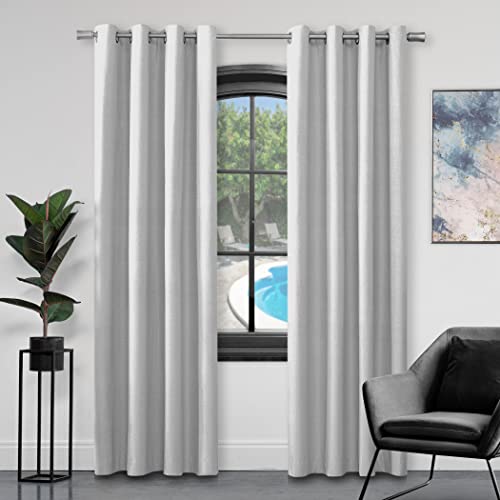 Gaveno Cavailia Luxury Fully Lined Plain FAUX SILK EYELET CURTAINS With Tie Backs Silver 66x54 In