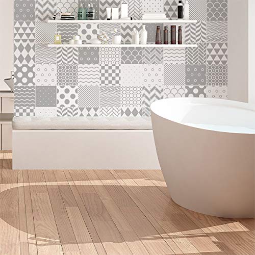 Ambiance Sticker Self-Adhesive Decorative Wall Decal Cement Tile for Bathroom and Kitchen Cardiff - Pack of 9 Stickers of 15 x15 cm