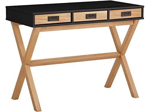 Paulo Desk with 3 Drawers in Black Stain Wax, 50x100x75cm (DxWxH)
