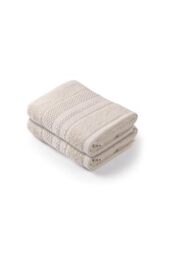 Foutastic Hand Towel Set (2 Piece) Stone 50 x 90 cm - 100% Cotton 450gsm - Soft, Absorbent and Durable, Ideal for Home and Spa
