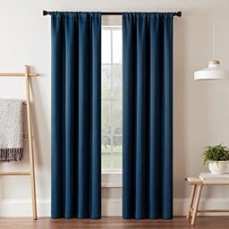 "Eclipse Room Darkening Curtains for Bedroom - Darrell 37"" x 95"" Thermal Insulated Single Panel-Rod Pocket Light Blocking Curtains for Living Room, Indigo (16205037095IND)"