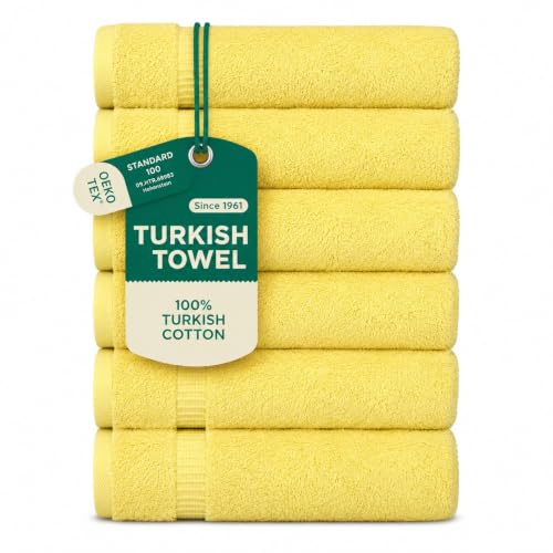 SALBAKOS Luxury Hotel and Spa Turkish Cotton Eco-Friendly Hand Towel Set Hand Towel 6 Pieces Yellow