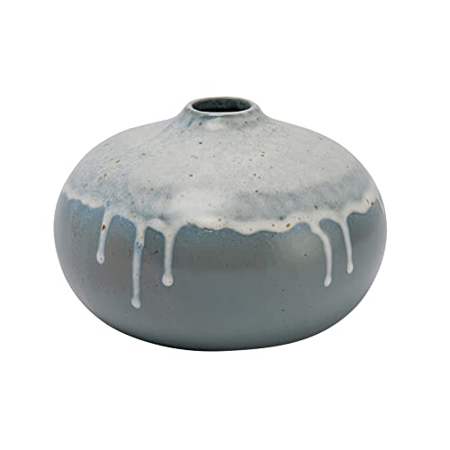 Creative Co-Op Farmhouse Stoneware 2-Tone, Multicolor Reactive Glaze Vase, Blue