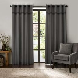 Catherine Lansfield Melville 66x54 Inch Lined Eyelet Curtains Two Panels Grey